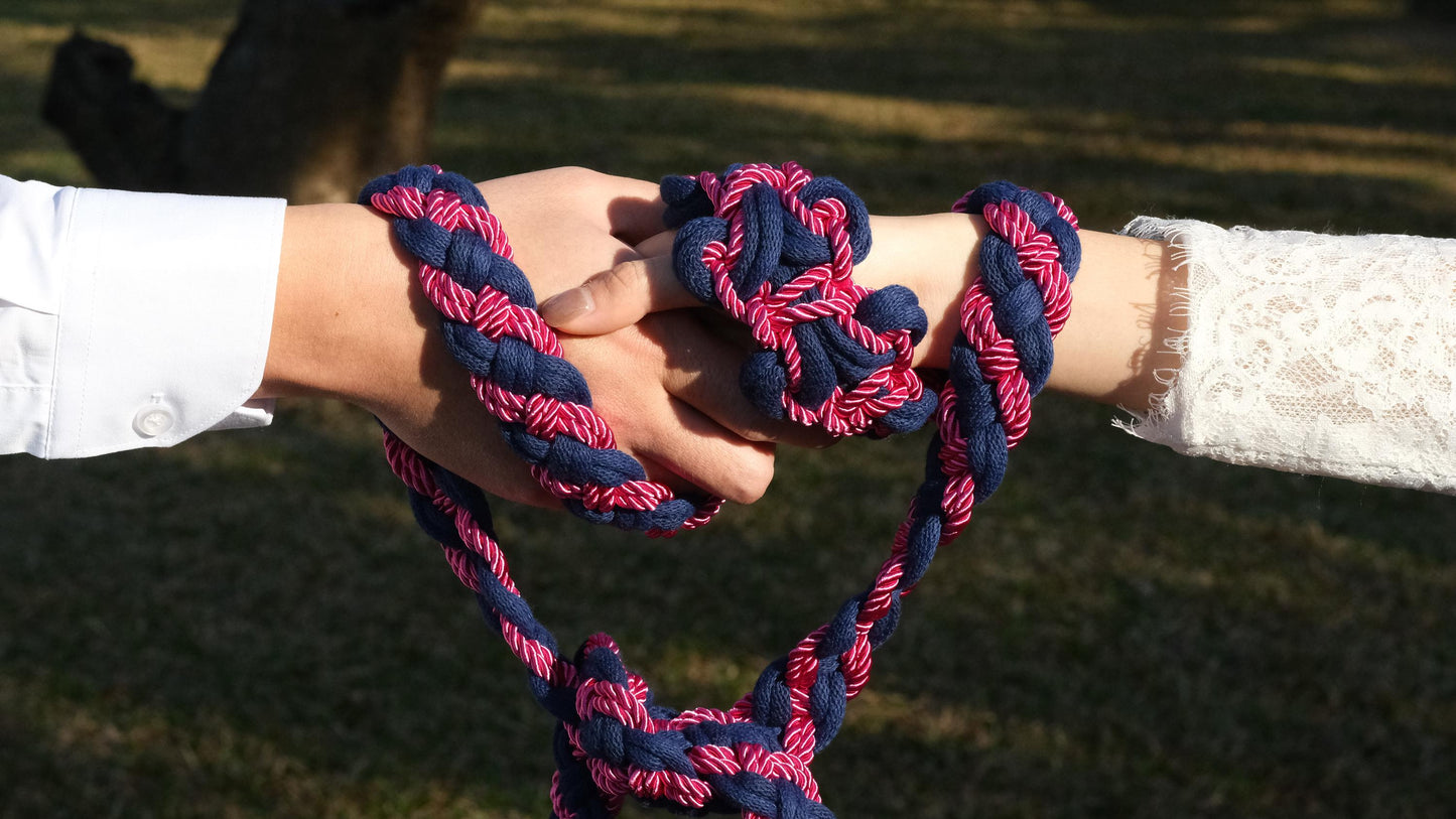 Pre-made Navy Blue Hot Pink Handfasting Cord | Braided Wedding Unity Rope | Celtic Ceremony Ribbon