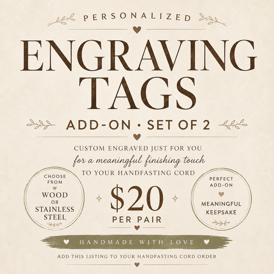 Personalized Engraved Tag Pair Add-On | Wooden or Stainless Steel Name Tags | Set of 2