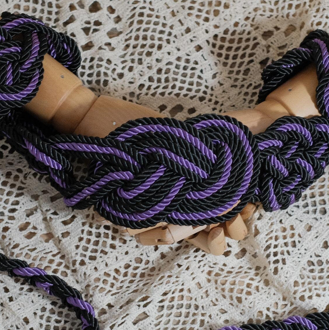 Custom braided Handfasting Cord: Black & Lavender Celtic Nine Knots – Customizable Colors