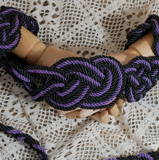 Custom braided Handfasting Cord: Black & Lavender Celtic Nine Knots – Customizable Colors