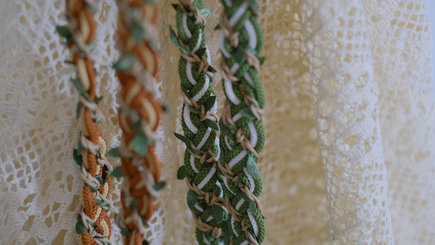 Custom Braided Handfasting Cord: Sage Green & Off White with Grass Vine – Customizable Colors
