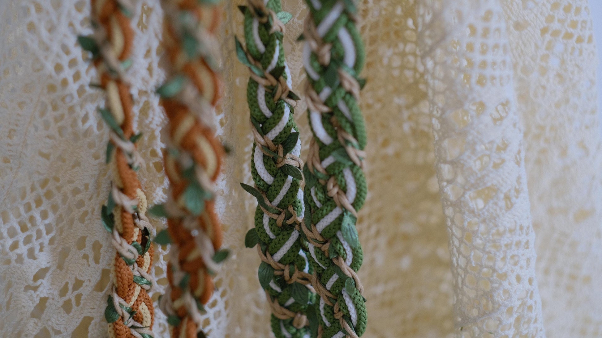 Custom Braided Handfasting Cord: Sage Green & Off White with Grass Vine – Customizable Colors
