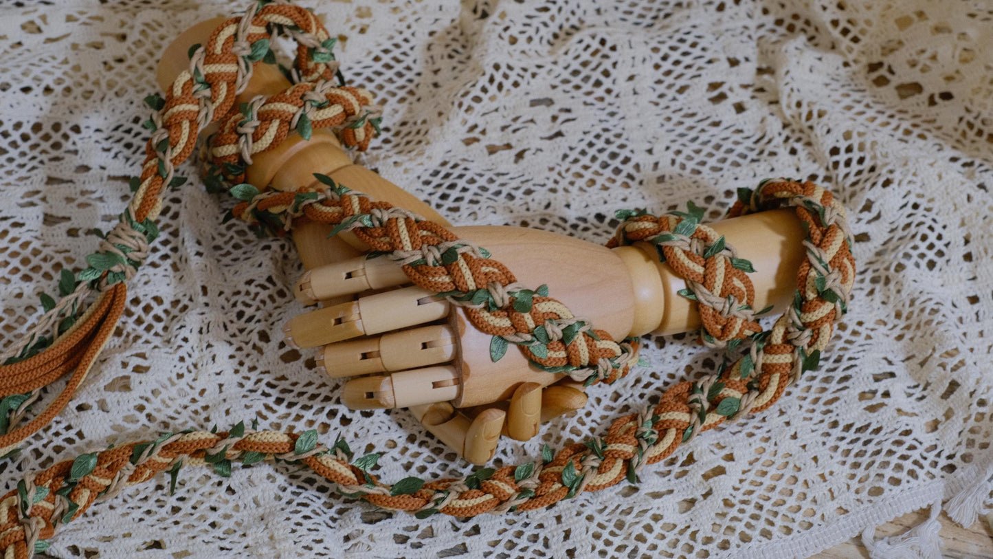 Custom Braided Handfasting Cord: Sage Green & Off White with Grass Vine – Customizable Colors