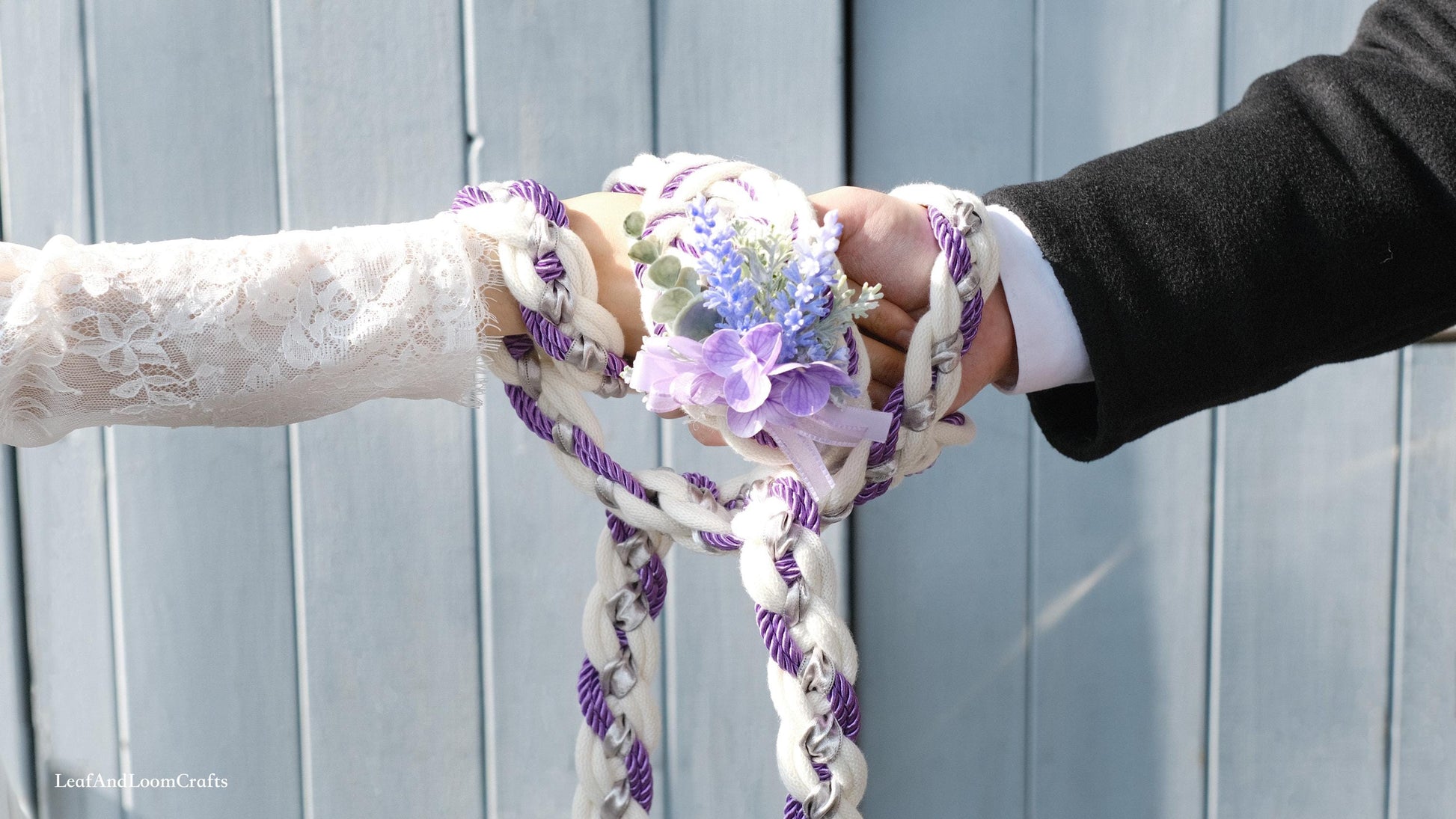 Custom braided Floral Bouquet Handfasting Cord: Lavender Celtic Nine Knots Ceremony – Customizable Colors
