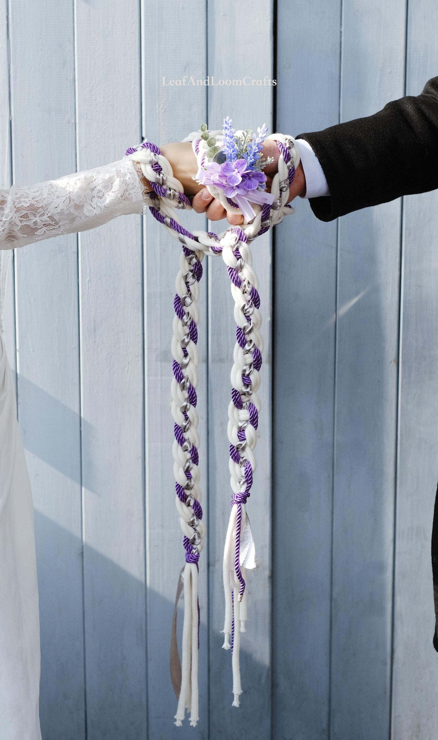 Custom braided Floral Bouquet Handfasting Cord: Lavender Celtic Nine Knots Ceremony – Customizable Colors