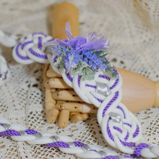 Custom braided Floral Bouquet Handfasting Cord: Lavender Celtic Nine Knots Ceremony – Customizable Colors