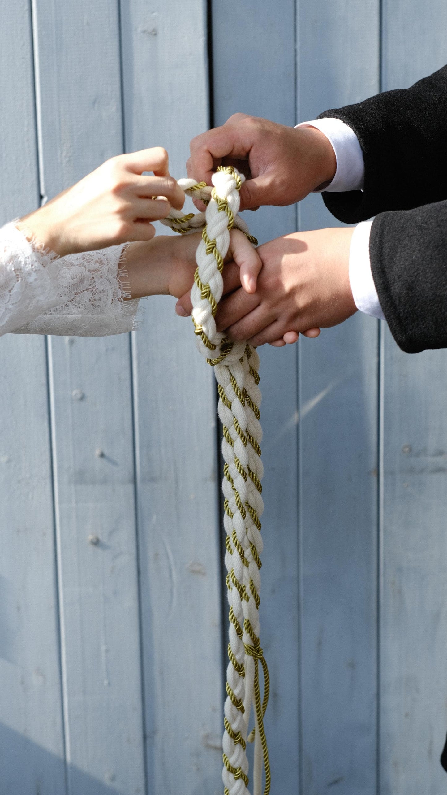 Custom Braided Handfasting Cord for Wedding, Moonlight Ivory and Gold Accents, Elegant Ceremony Cord