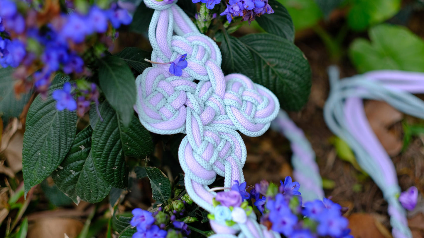 Customizable Petal Knot Handfasting Cord, Lavender & Satin Floral Accents, Celtic Wedding Ceremony Unity Tie