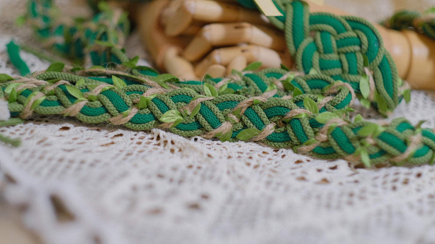 Customizable Handfasting Cord: Meadow Bloom Sage Green Vine, Celtic Knot