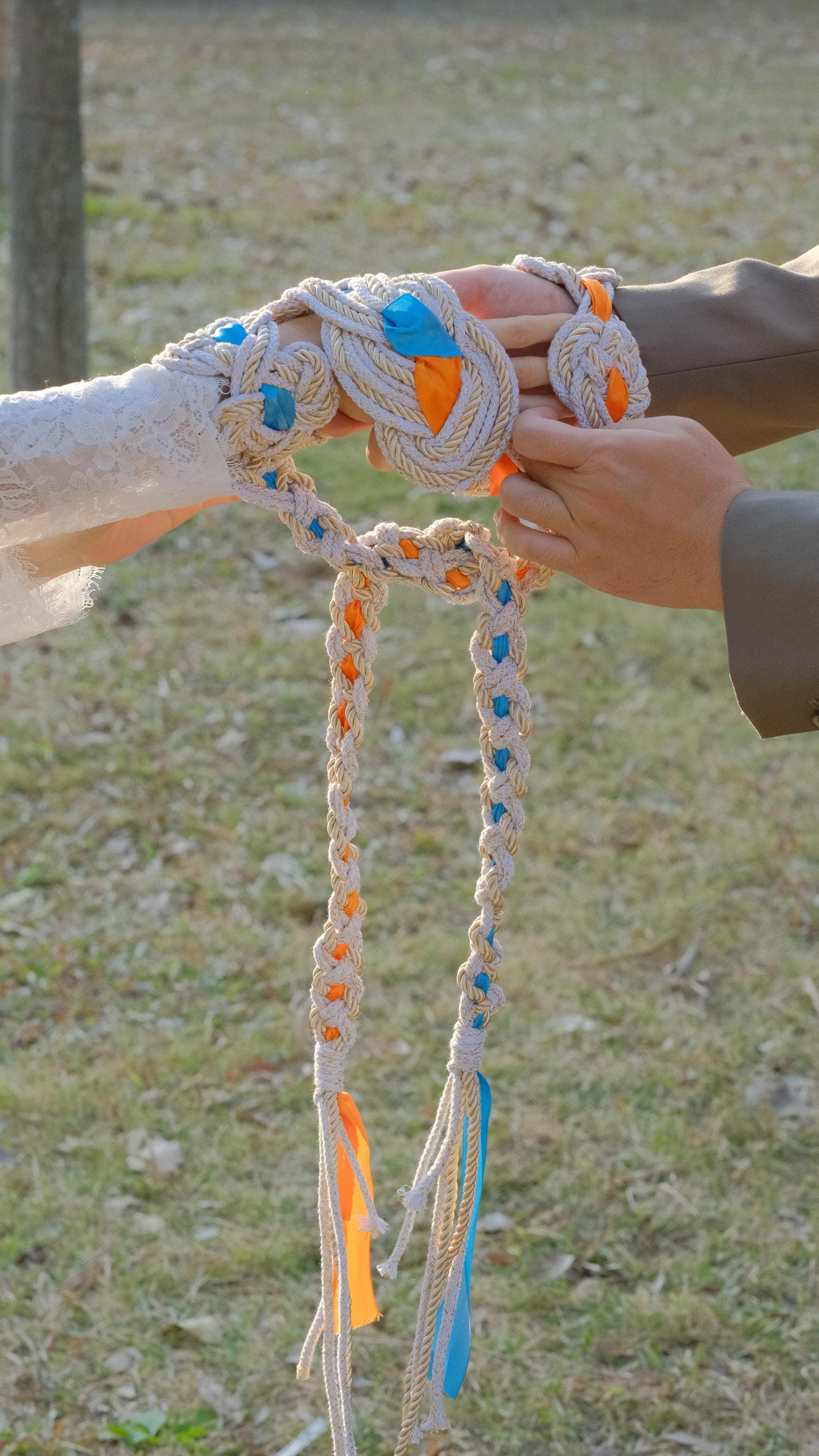 Custom Handfasting Cord, Celtic Nine Knots, Pagan Wedding Unity Ceremony, Satin Ribbons