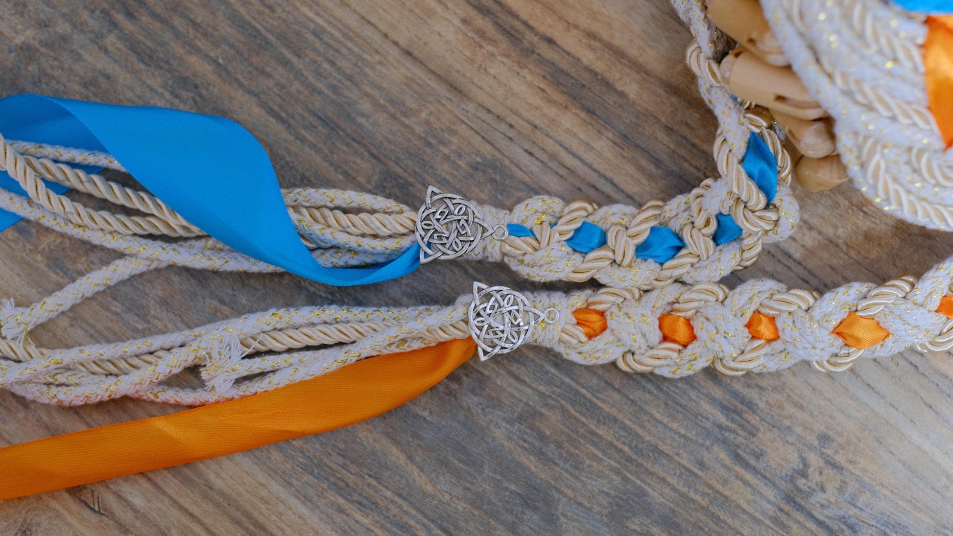 Custom Handfasting Cord, Celtic Nine Knots, Pagan Wedding Unity Ceremony, Satin Ribbons
