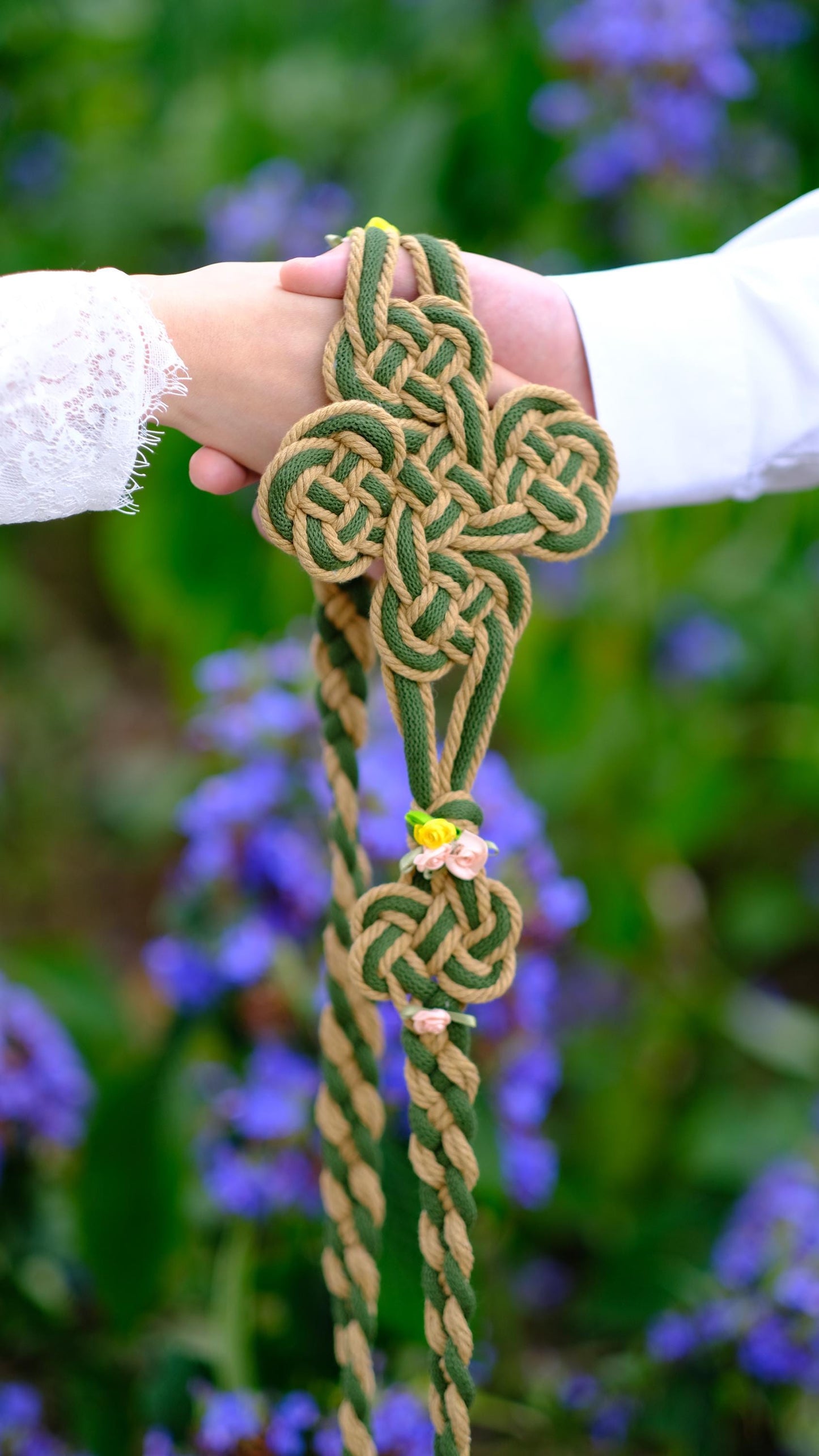 Shamrock Knot Handfasting Cord, Green & Cotton Rope, Celtic Irish Wedding Ceremony Rope, Customizable Colors