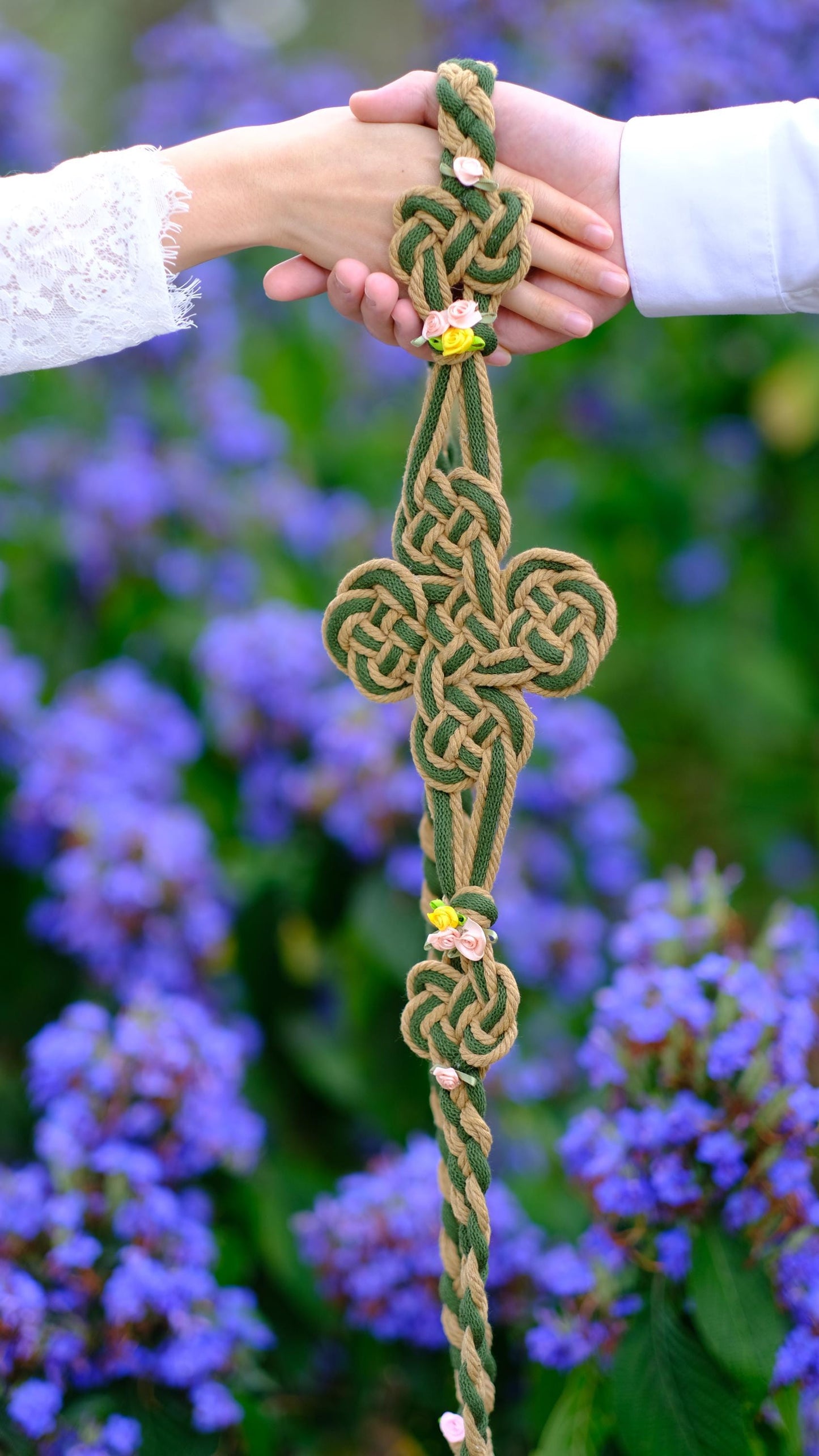 Shamrock Knot Handfasting Cord, Green & Cotton Rope, Celtic Irish Wedding Ceremony Rope, Customizable Colors