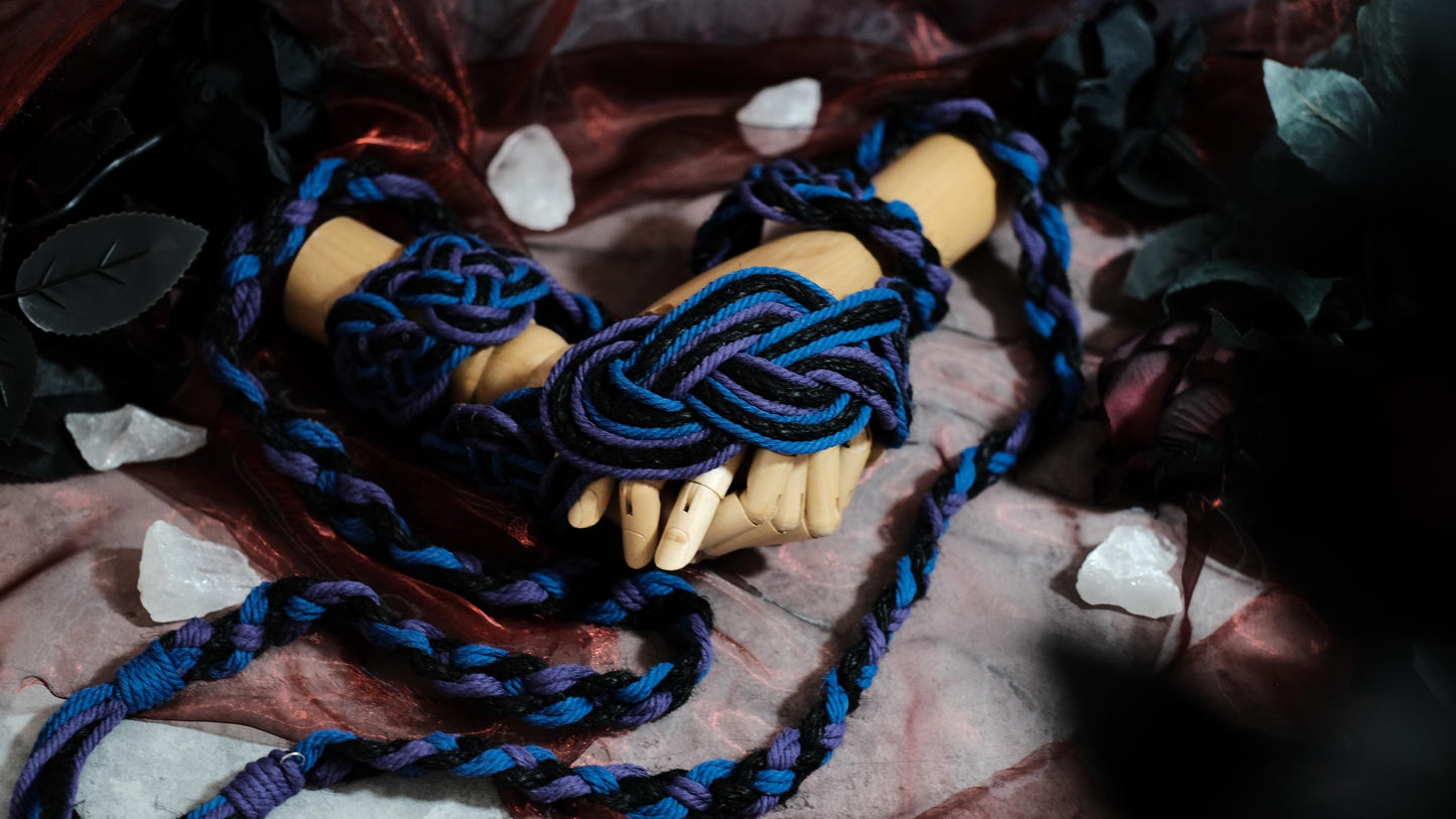 Customizable Handfasting Cord, Celtic Nine Knots, Twilight Purple Black Blue Interwoven Pagan Wedding