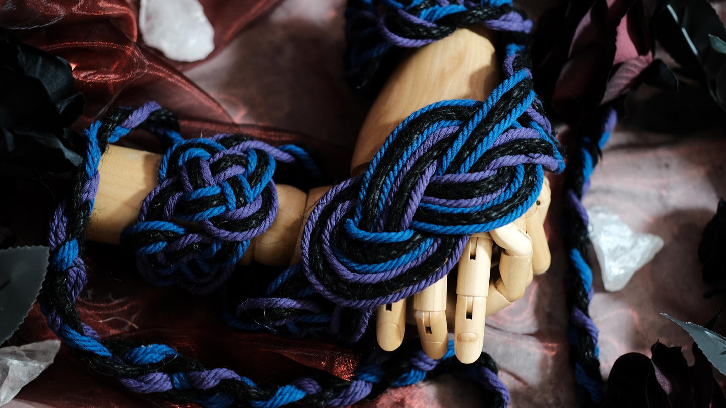 Customizable Handfasting Cord, Celtic Nine Knots, Twilight Purple Black Blue Interwoven Pagan Wedding