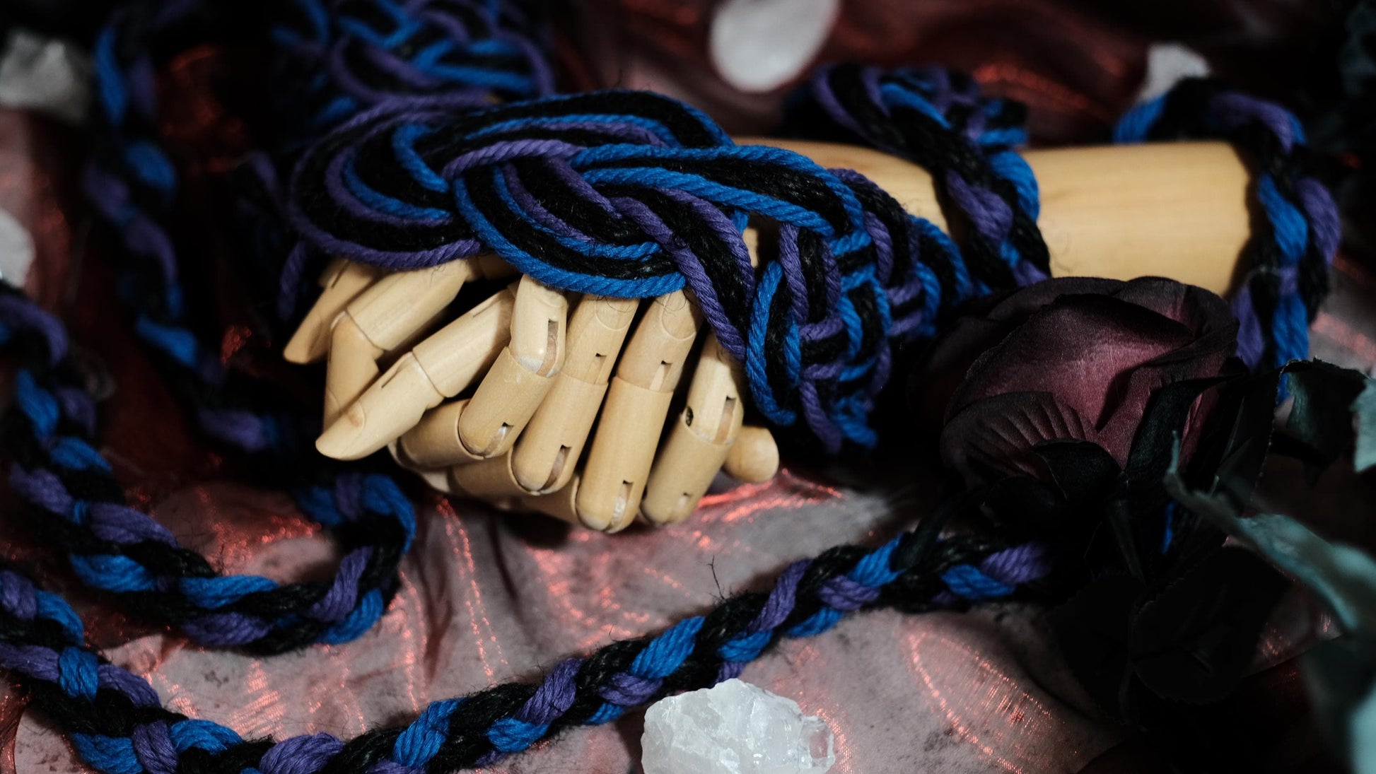 Customizable Handfasting Cord, Celtic Nine Knots, Twilight Purple Black Blue Interwoven Pagan Wedding