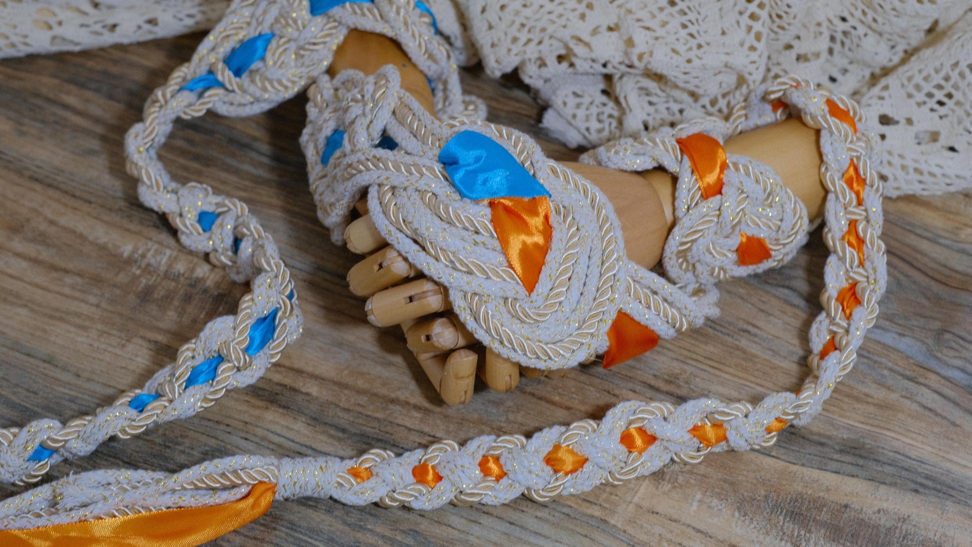 Custom Handfasting Cord, Celtic Nine Knots, Pagan Wedding Unity Ceremony, Satin Ribbons