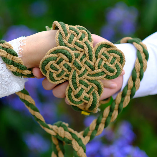 Shamrock Knot Handfasting Cord, Green & Cotton Rope, Celtic Irish Wedding Ceremony Rope, Customizable Colors