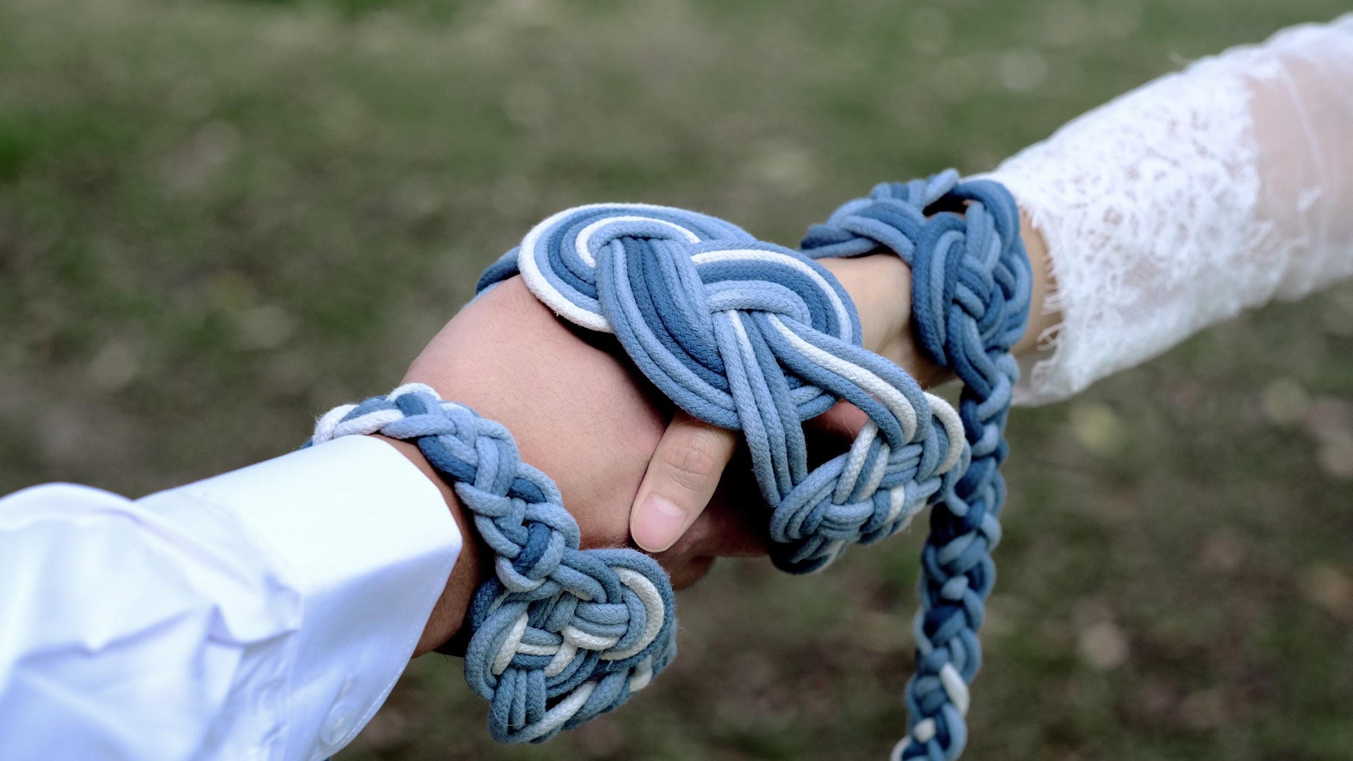 Ombre Handfasting Cord, Celtic Nine Knots, Sage Green Wedding Ceremony Ritual