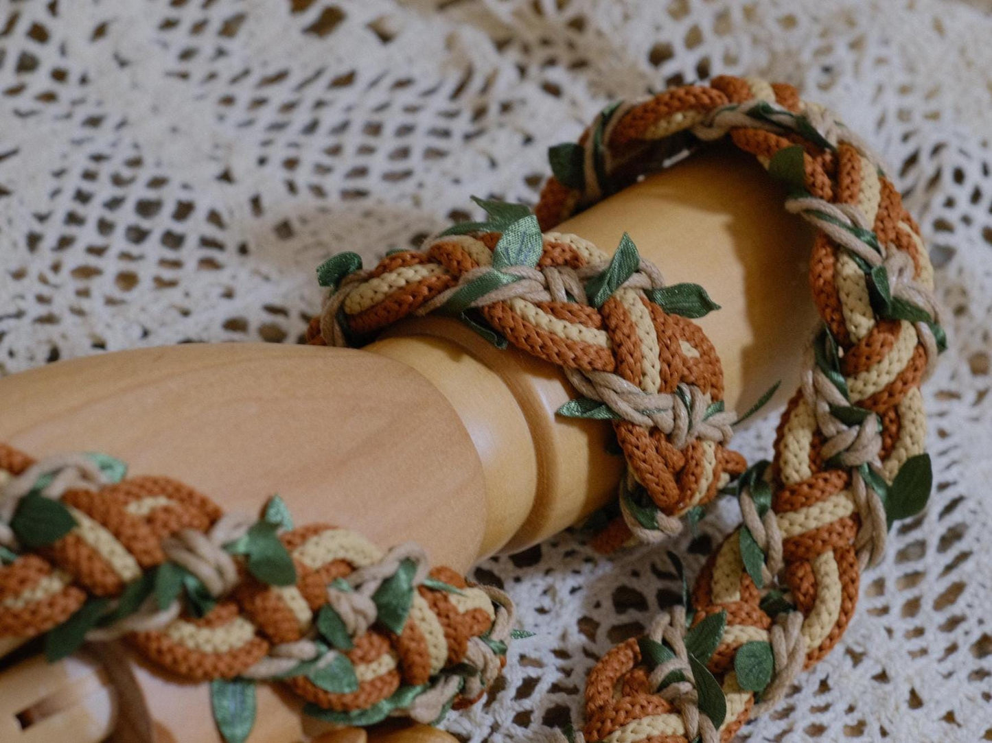 Custom Braided Handfasting Cord: Sage Green & Off White with Grass Vine – Customizable Colors