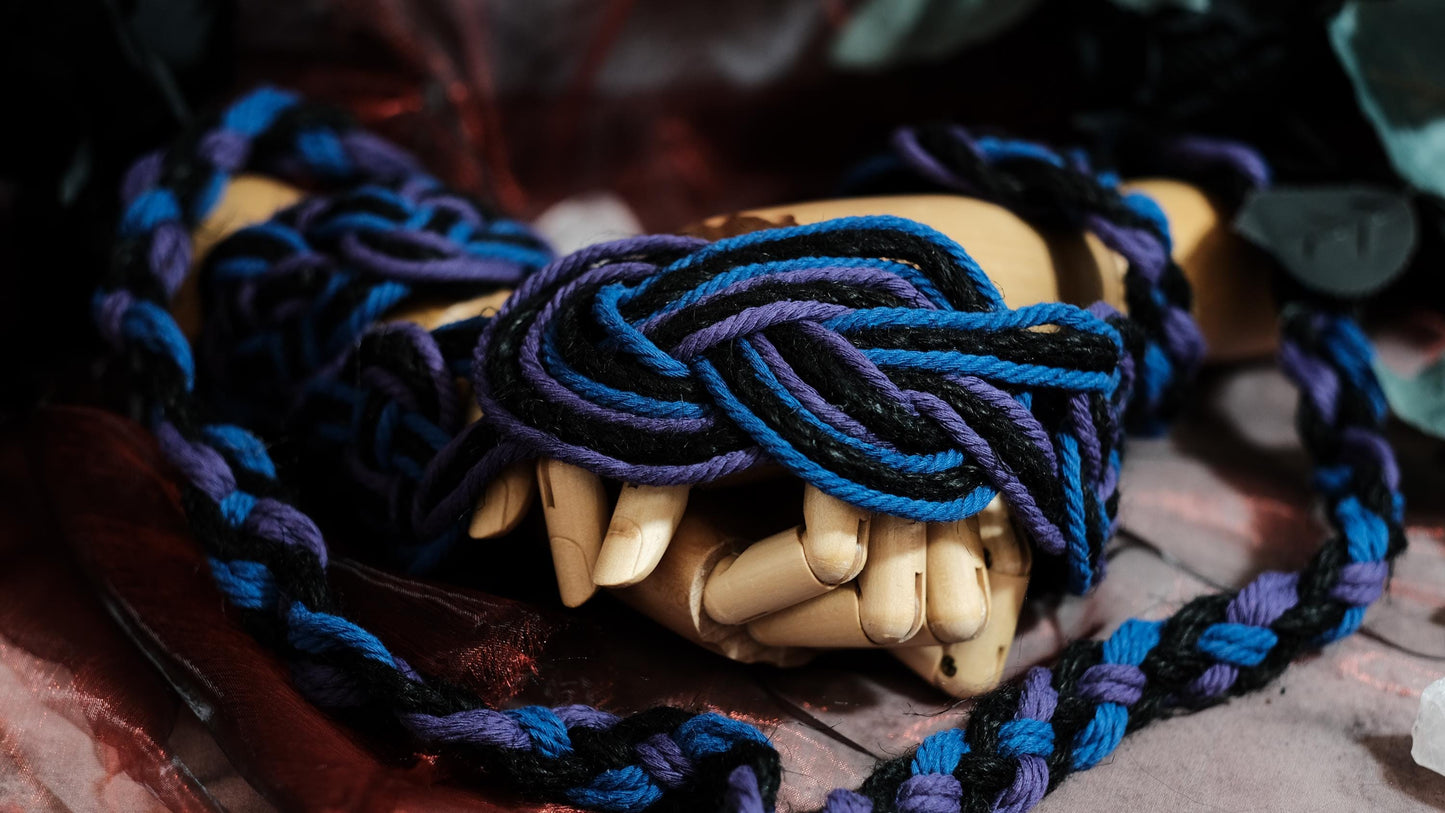 Customizable Handfasting Cord, Celtic Nine Knots, Twilight Purple Black Blue Interwoven Pagan Wedding