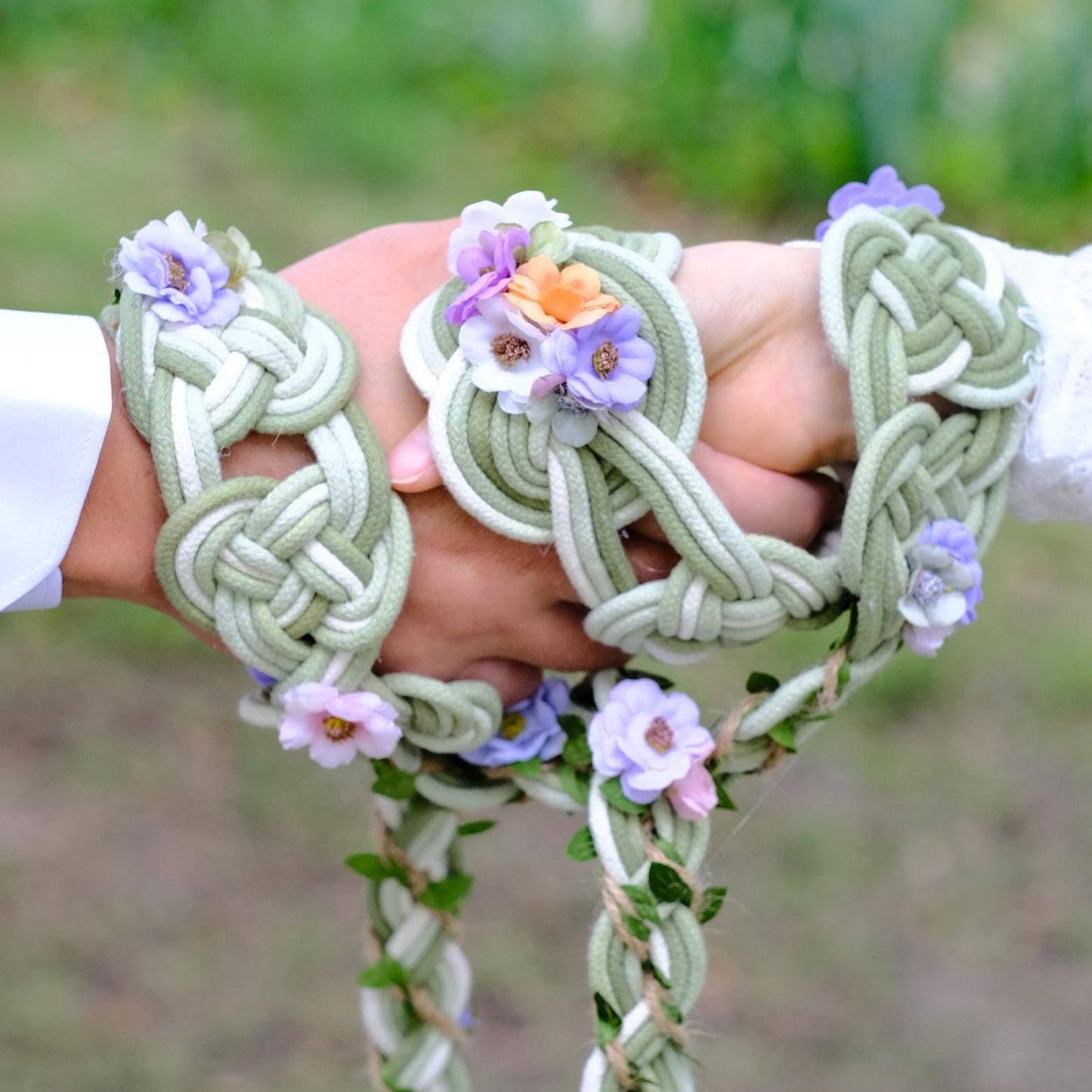 Custom braided Handfasting Cord: Floral Gradient Braid with Celtic Nine Knots – Customizable Colors