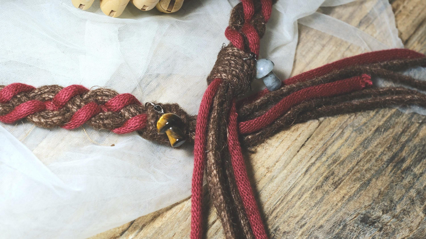 Custom braided Handfasting Cord: Forest Braid in Red & Earthy Brown – Customizable Colors