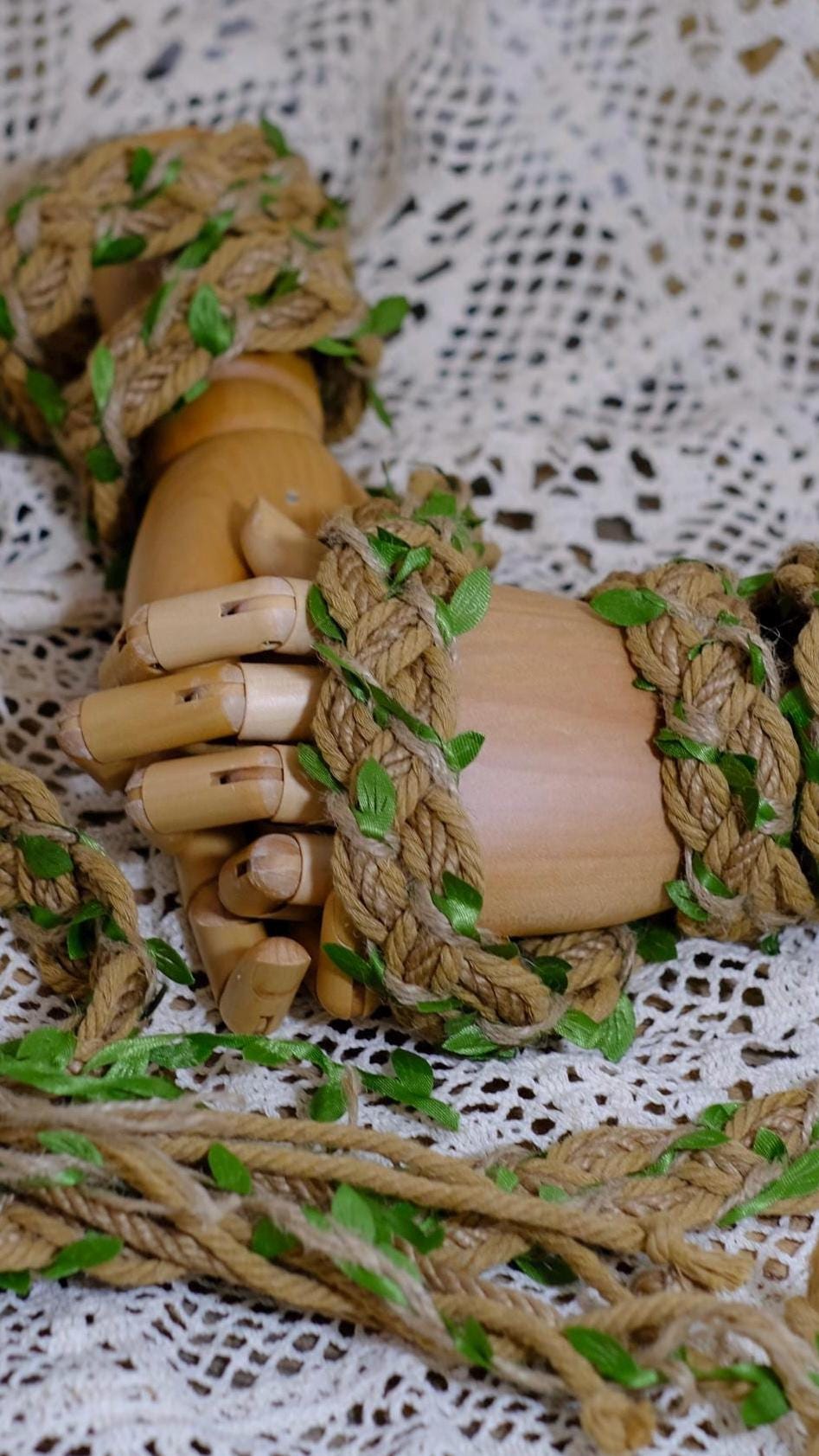 Custom braided Handfasting Cord: Woodland Hemp Natural Jute and Green Vine – Customizable Colors