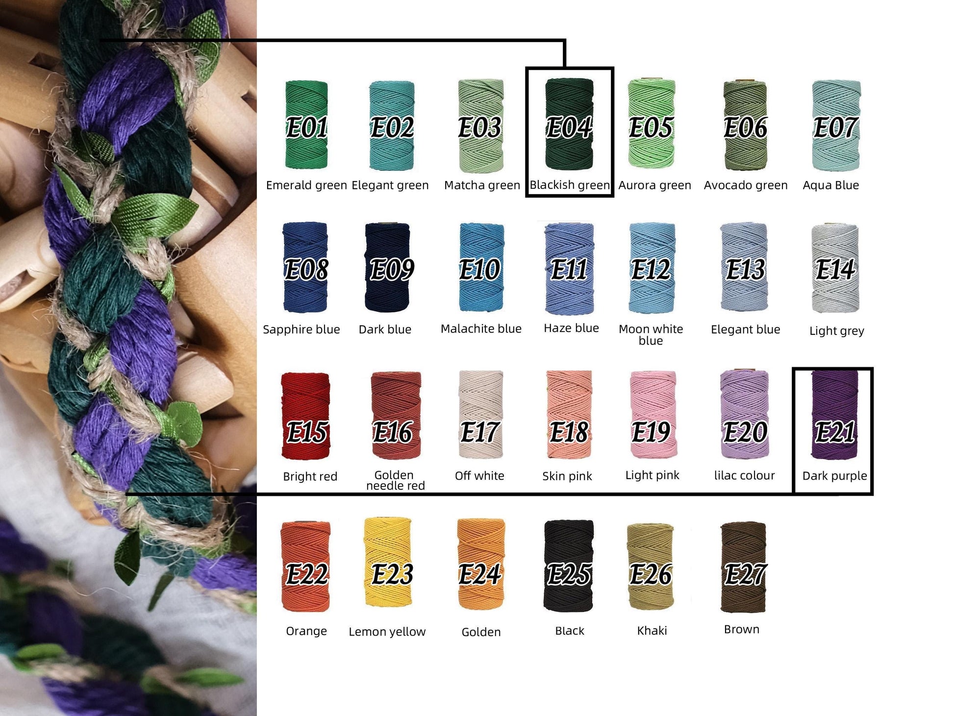 Custom braided Handfasting Cord: Purple & Dark Green with Vine– Customizable Colors