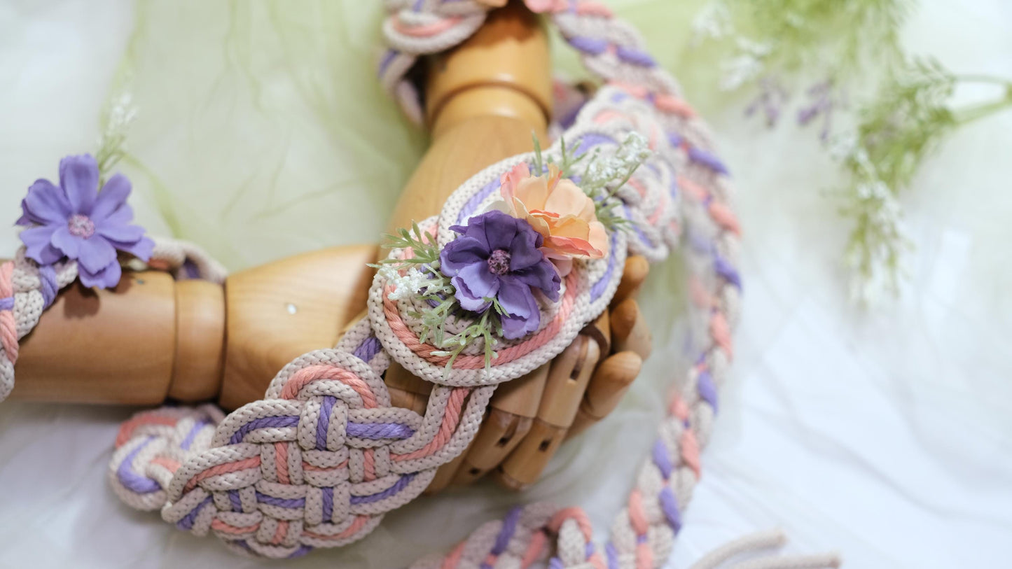 Custom Braided Dainty Handfasting Cord: Blush & Lavender Celtic Nine Knot – Customizable Colors