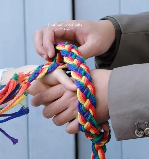 Custom Braided Handfasting Cord: Braided Rainbow Wedding Ceremony Rope – Customizable Colors