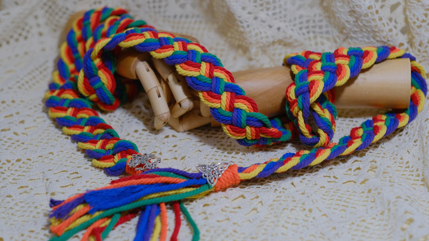 Custom Braided Handfasting Cord: Braided Rainbow Wedding Ceremony Rope – Customizable Colors