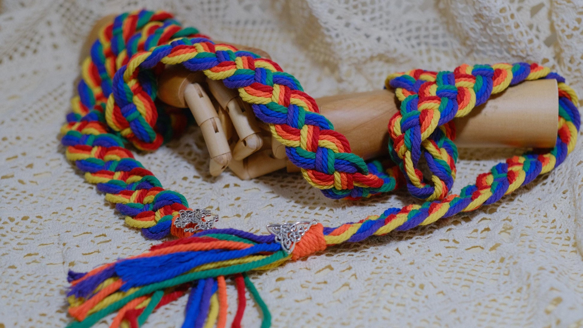 Custom Braided Handfasting Cord: Braided Rainbow Wedding Ceremony Rope – Customizable Colors