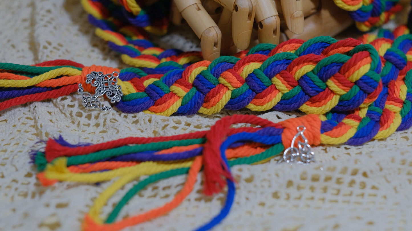 Custom Braided Handfasting Cord: Braided Rainbow Wedding Ceremony Rope – Customizable Colors