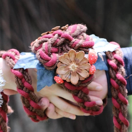 Custom braided Handfasting Cord: Forest Braid in Red & Earthy Brown – Customizable Colors
