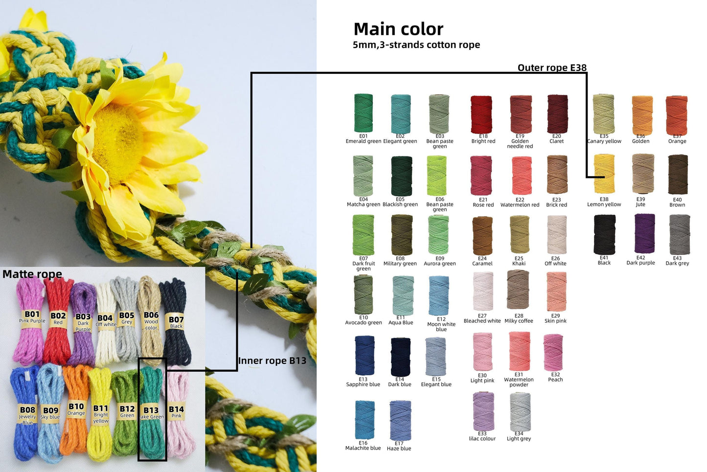 Custom Braided Handfasting Cord: Sunflower Unity Rope – Customizable Colors