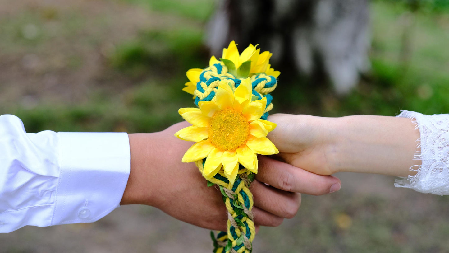 Custom Braided Handfasting Cord: Sunflower Unity Rope – Customizable Colors