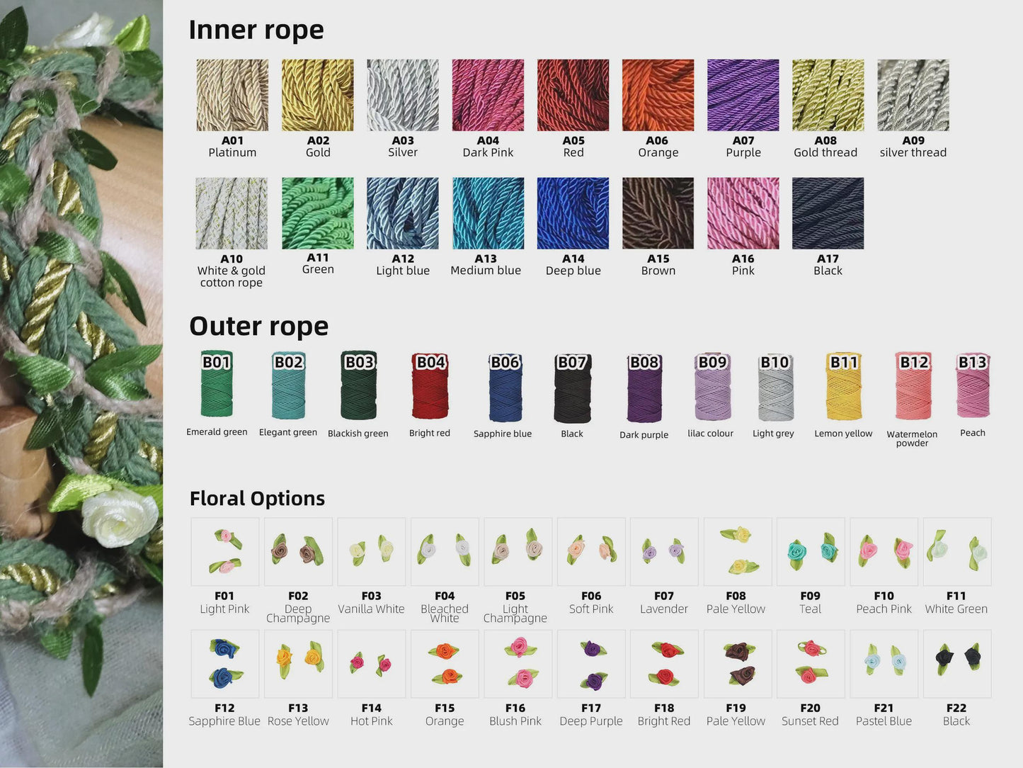 Custom Handbraided Handfasting Cord, Sage Green and Gold Accents, Celtic Knot – Customizable Colors