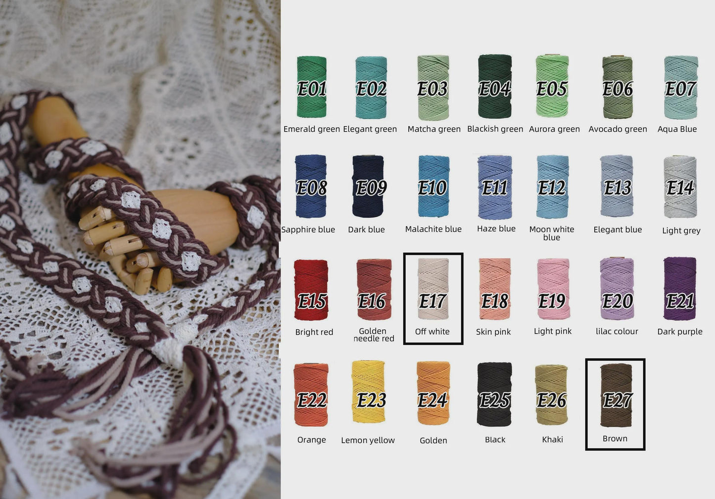 Custom Braided Handfasting Cord: Brown and Beige Rope with Vintage Lace Accents – Customizable Colors