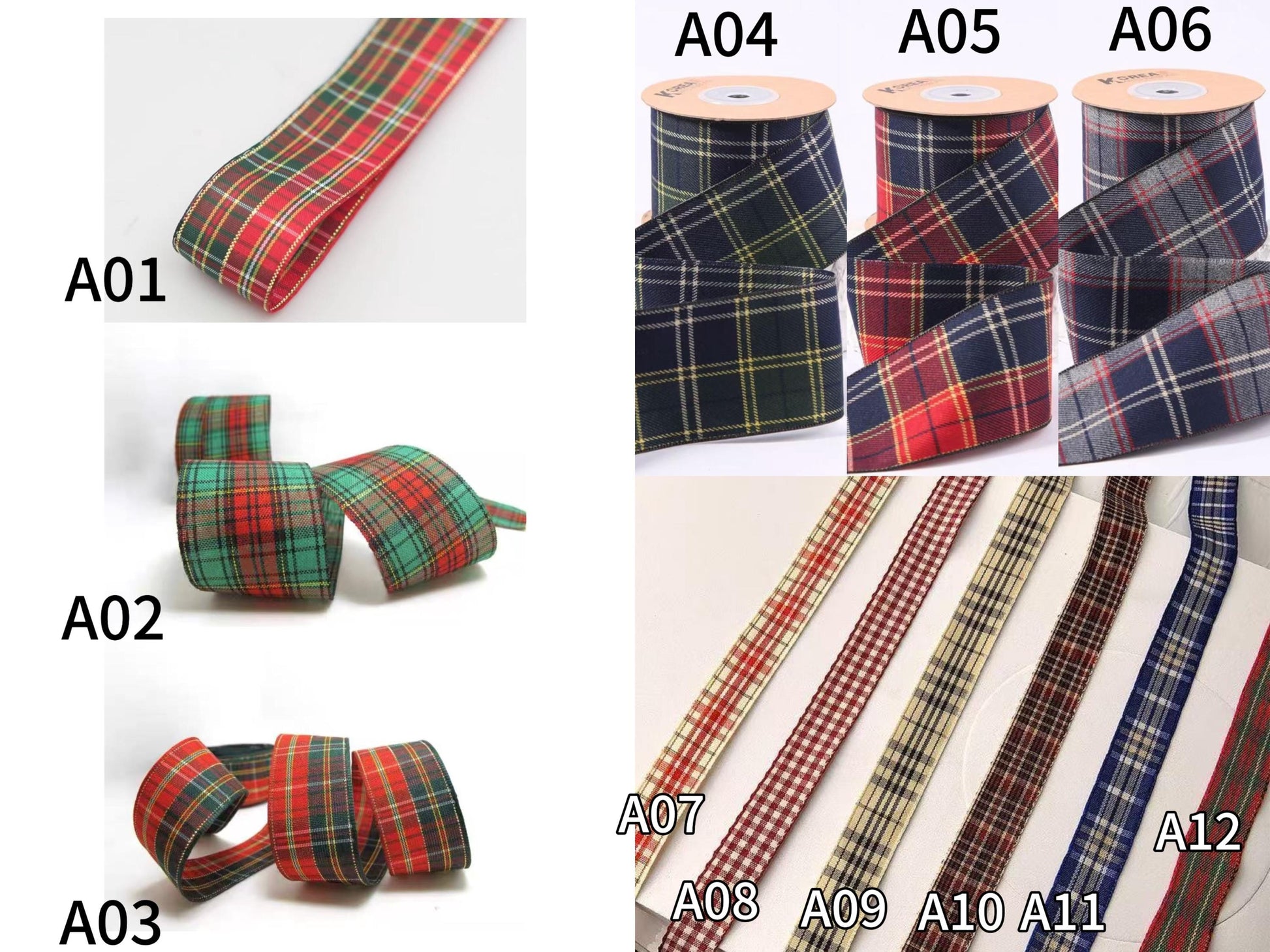 Custom braided Handfasting Cord: Scottish Tartan Plaid in Crimson Red and Ivory – Customizable Colors