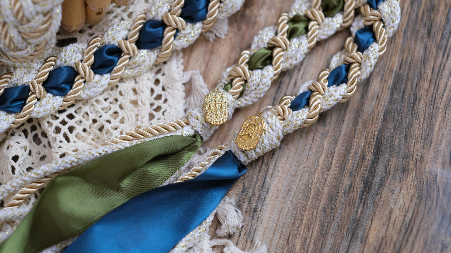 Custom Handfasting Cord, Celtic Nine Knots, Pagan Wedding Unity Ceremony, Satin Ribbons
