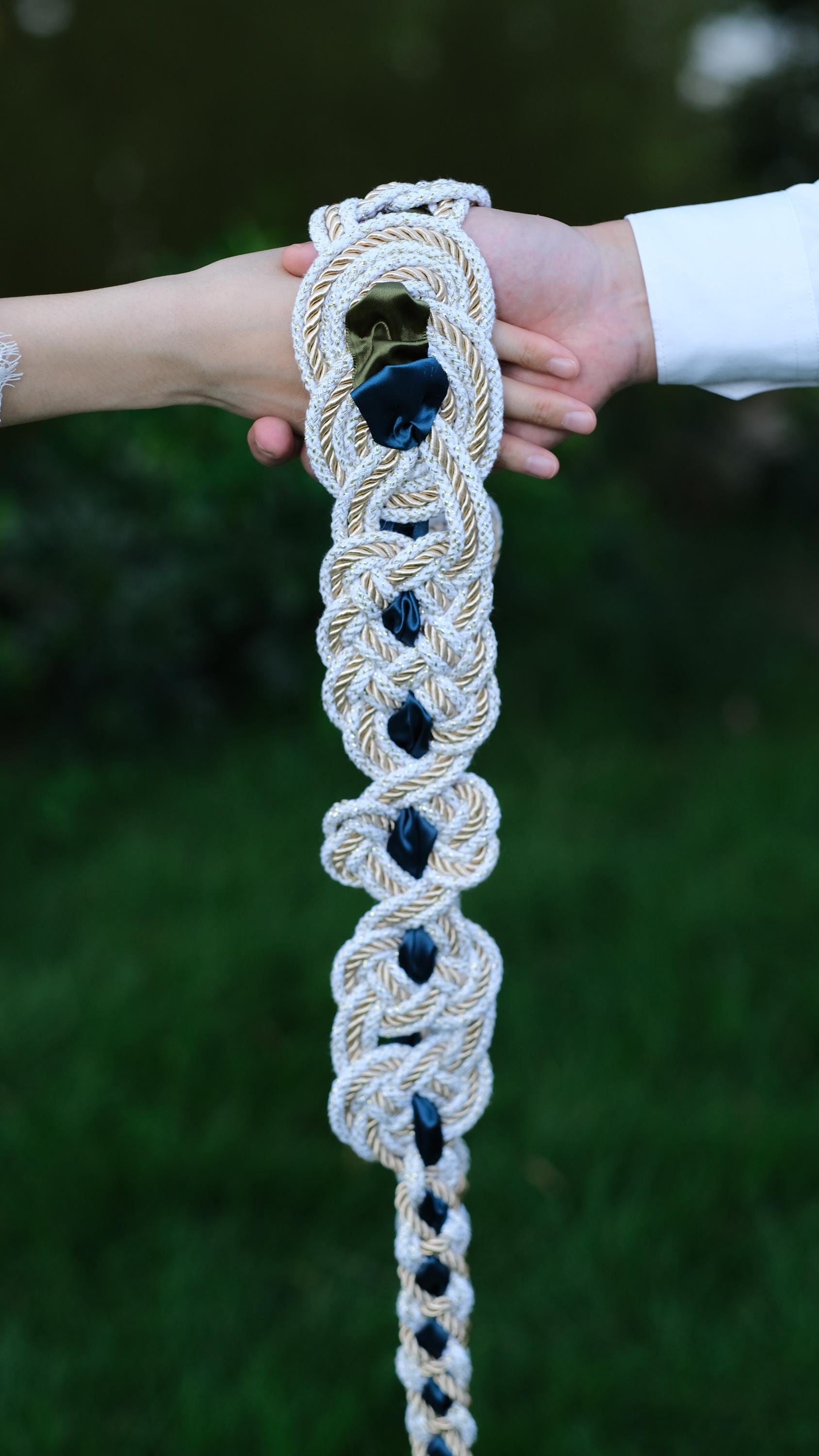 Custom Handfasting Cord, Celtic Nine Knots, Pagan Wedding Unity Ceremony, Satin Ribbons