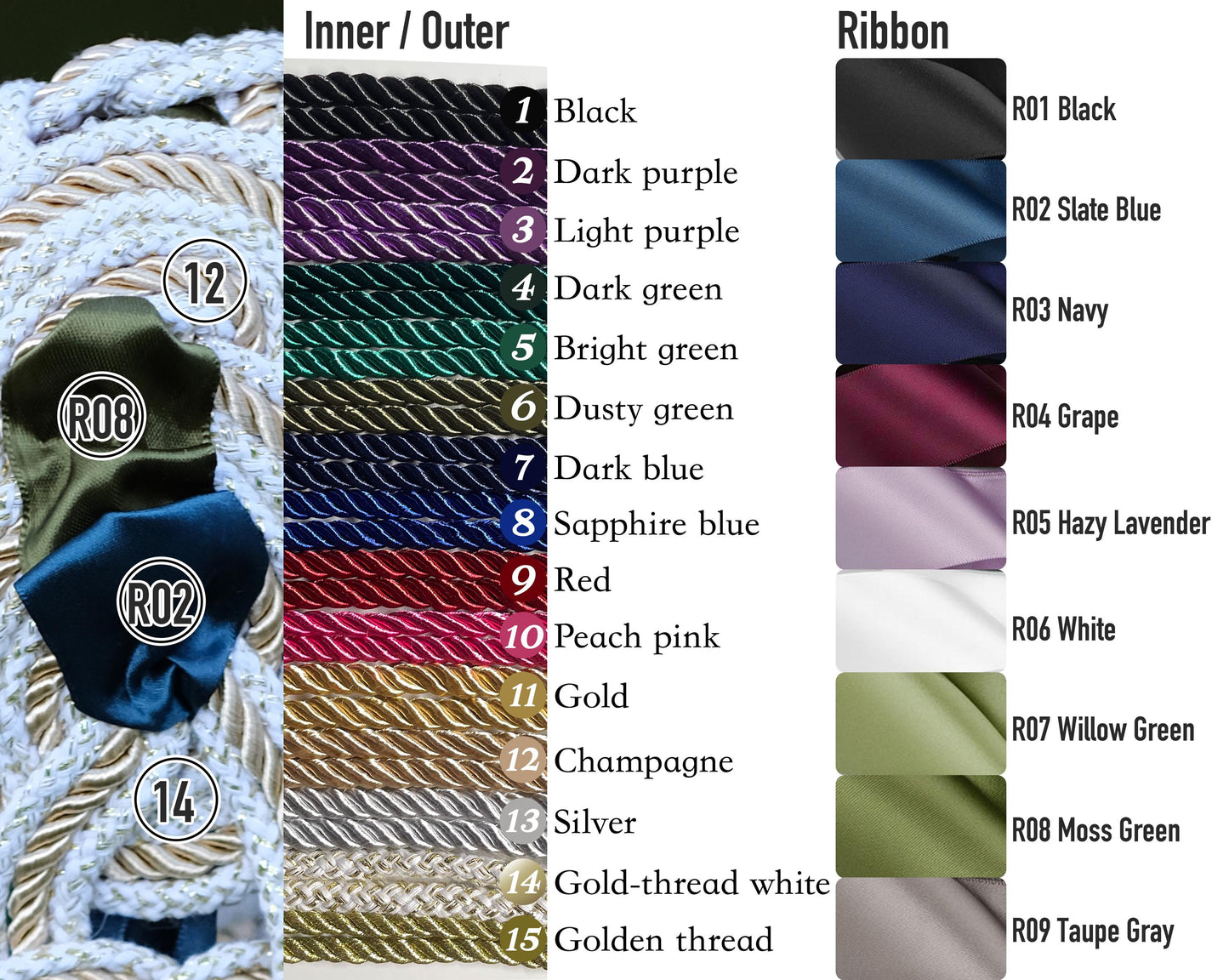 Custom Handfasting Cord, Celtic Nine Knots, Pagan Wedding Unity Ceremony, Satin Ribbons
