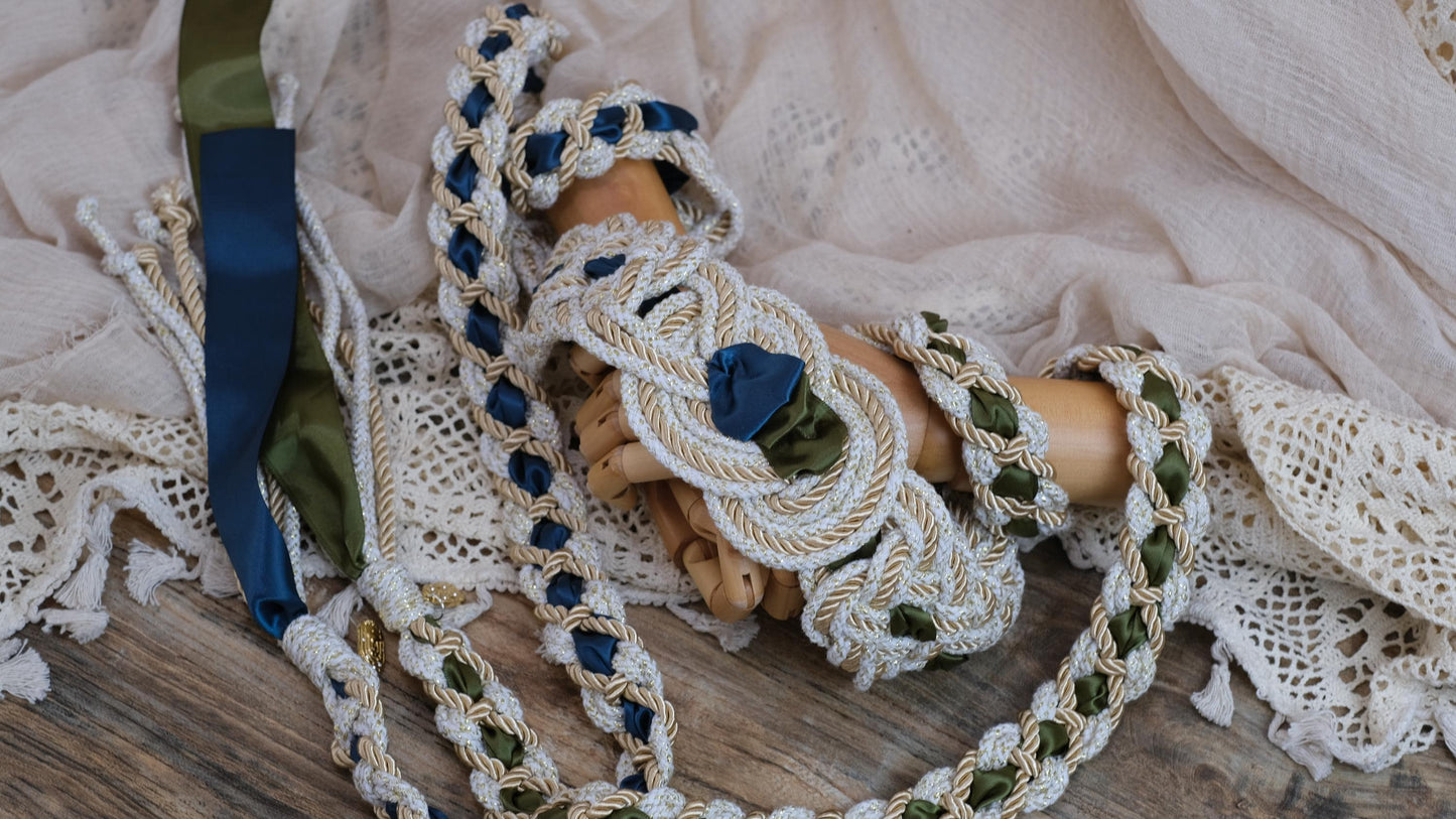 Custom Handfasting Cord, Celtic Nine Knots, Pagan Wedding Unity Ceremony, Satin Ribbons