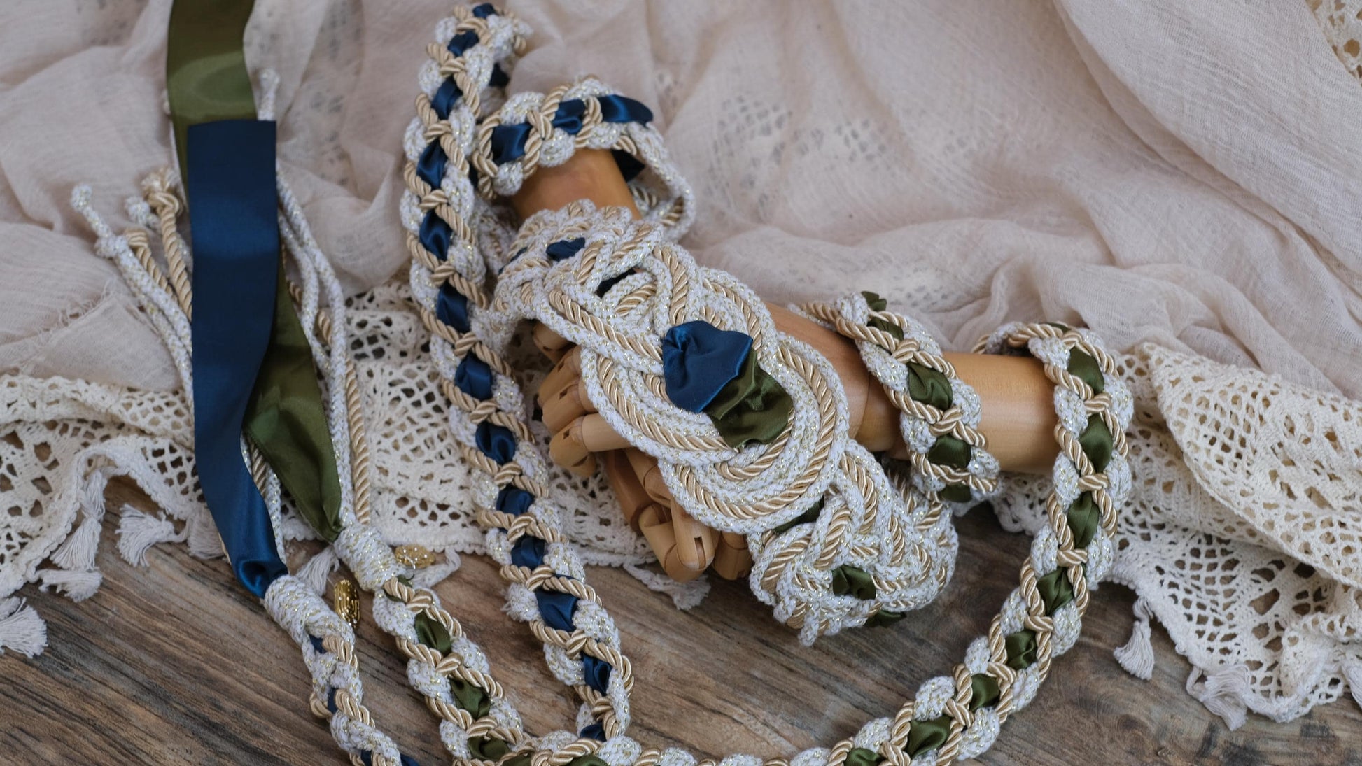 Custom Handfasting Cord, Celtic Nine Knots, Pagan Wedding Unity Ceremony, Satin Ribbons