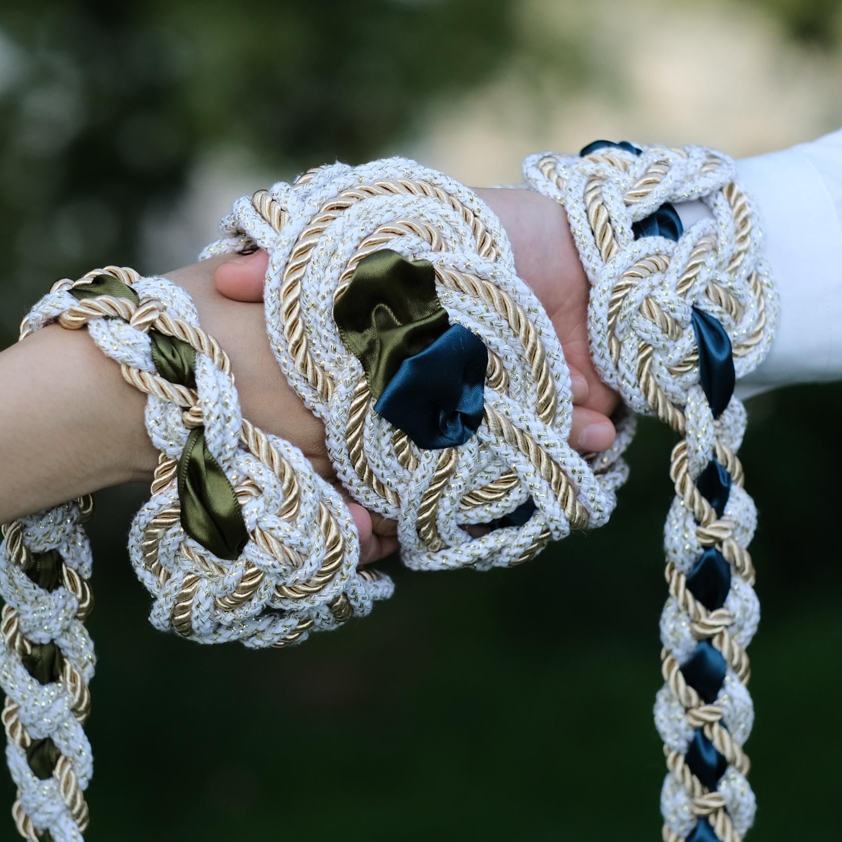 Custom Handfasting Cord, Celtic Nine Knots, Pagan Wedding Unity Ceremony, Satin Ribbons