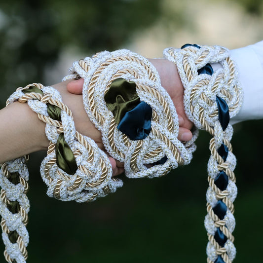 Custom Handfasting Cord, Celtic Nine Knots, Pagan Wedding Unity Ceremony, Satin Ribbons