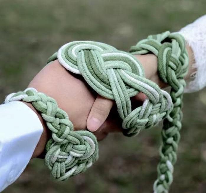 Ombre Handfasting Cord, Celtic Nine Knots, Sage Green Wedding Ceremony Ritual