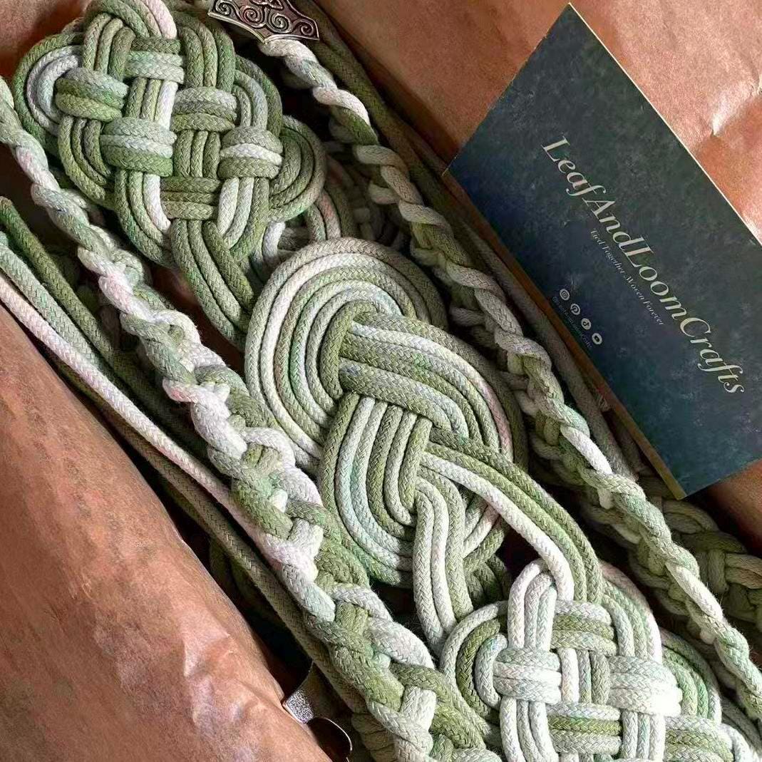 Ombre Handfasting Cord, Celtic Nine Knots, Sage Green Wedding Ceremony Ritual