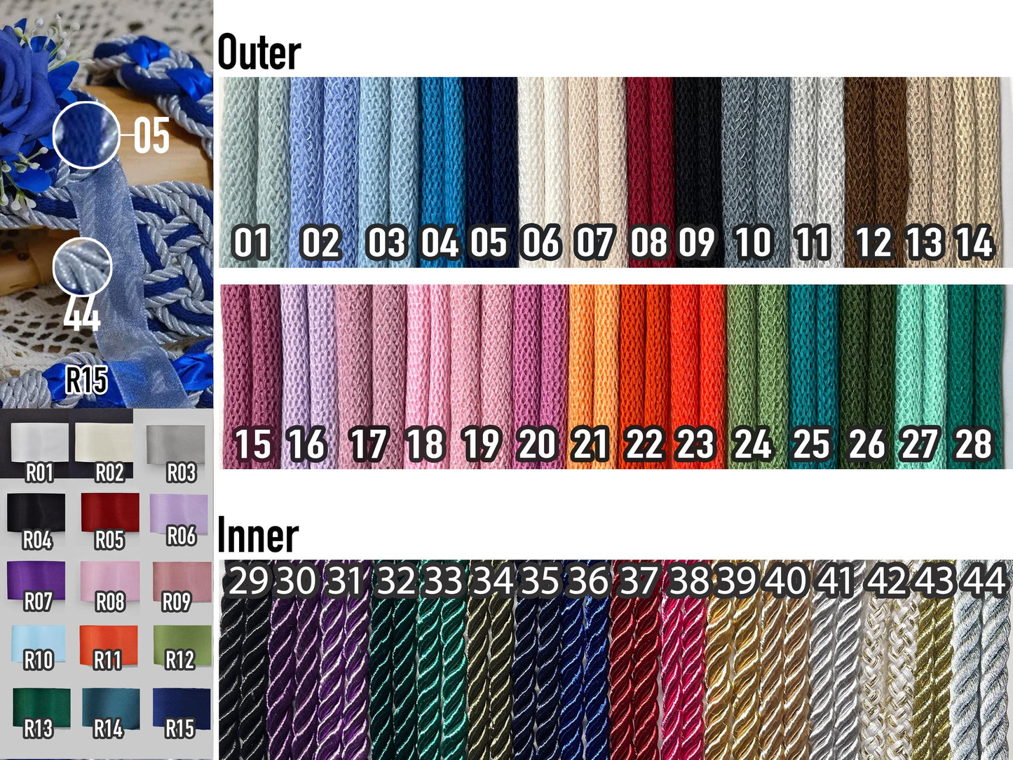 Custom braided Handfasting Cord: Royal Blue & Silver Unity Ribbon with Nine Knots – Customizable Colors